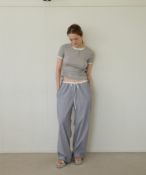 COZY STRIPE WIDE PANTS_BLACK