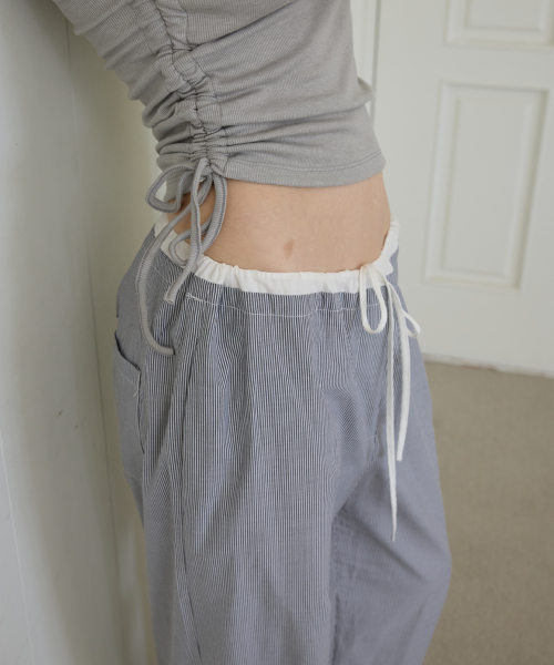 COZY STRIPE WIDE PANTS_BLACK
