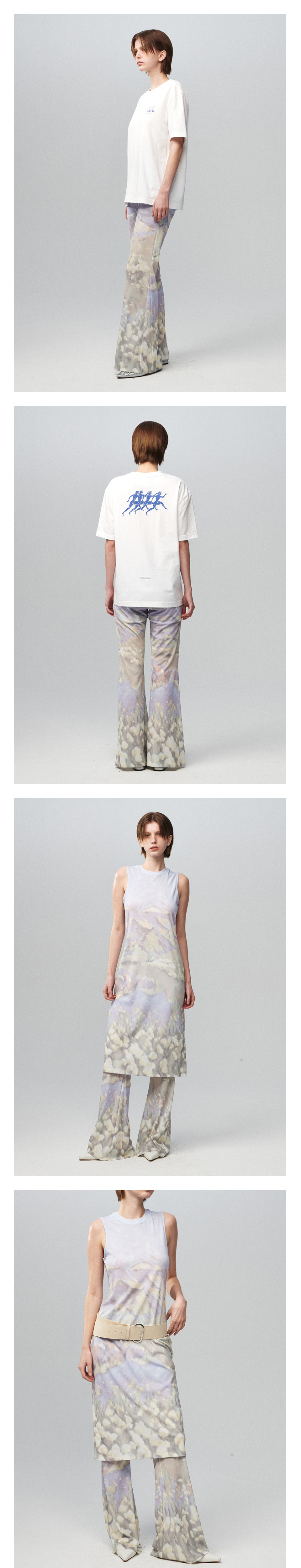 MUSINSA | KIJUN Print Flared Pants Print Blue
