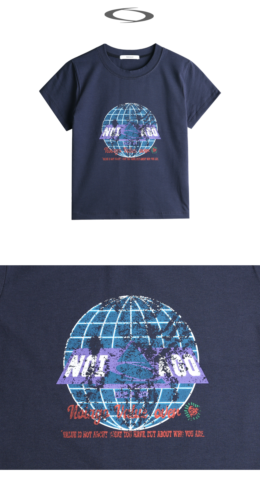 EARTH PRINT T-SHIRT - 2 COLORS NAVY