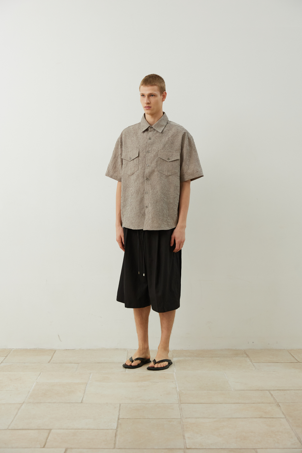 ふーさん様 BSリネンPグレー0 MUSINSA | BER DE NOIR Fisher Half Shirt (Beige Grey)