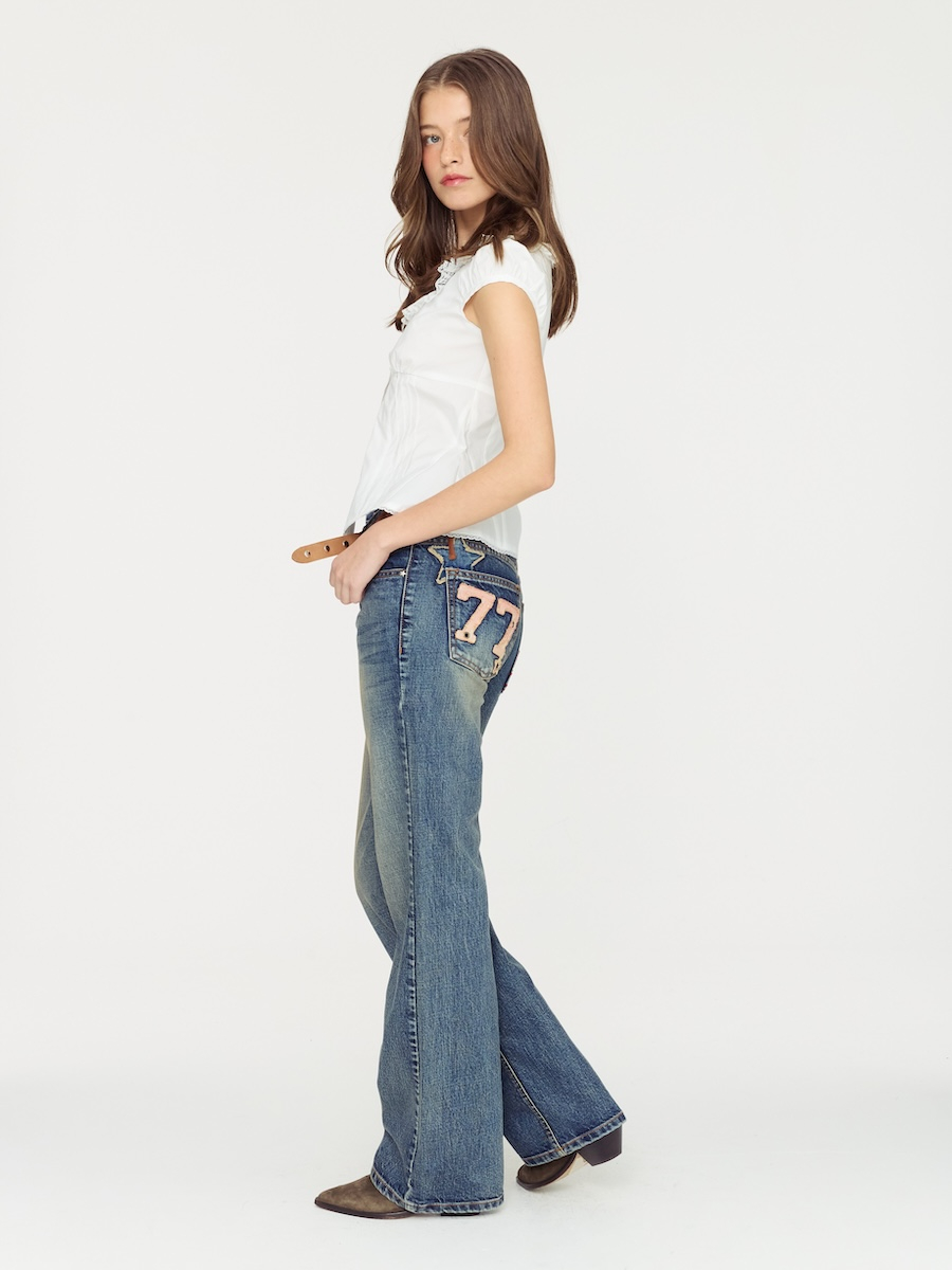 [GLOWNY] WESTERN FLARE JEANS ★大人気★ MUSINSA | GLOWNY WESTERN FLARE JEANS (VINTAGE BLUE)
