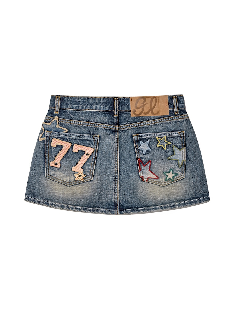 글로니(GLOWNY) WESTERN MINI SKIRT (VINTAGE BLUE) - 사이즈 & 후기