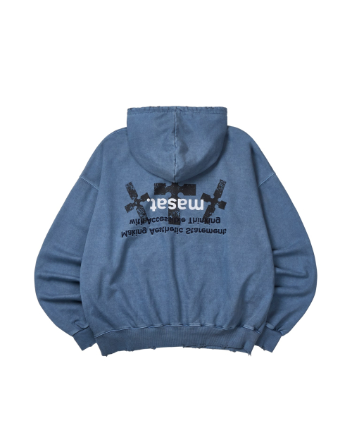 P. Crusades hood zip _ Smoke blue