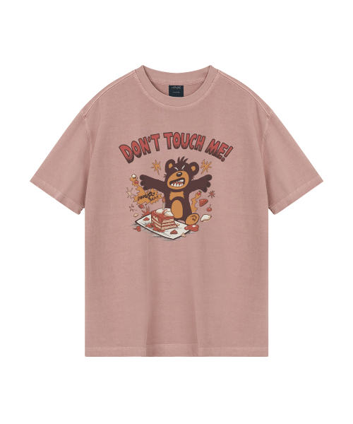 Hollysheesh Angry Bear Pigment Overfit Half T-shirts_6 COL