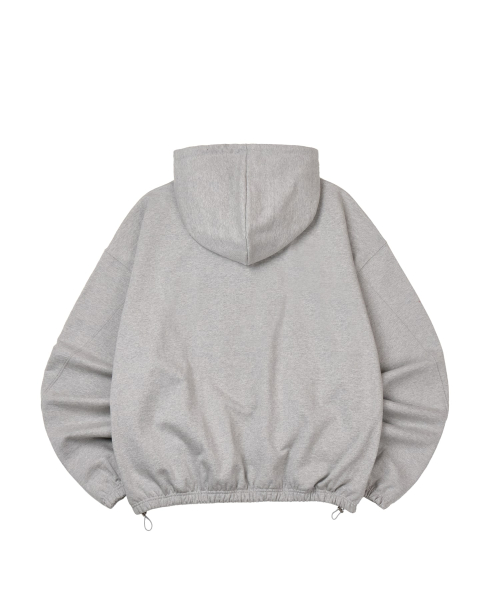 Cross String Hood Zip _ Gray