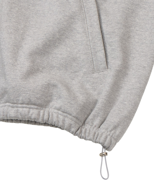Cross String Hood Zip _ Gray