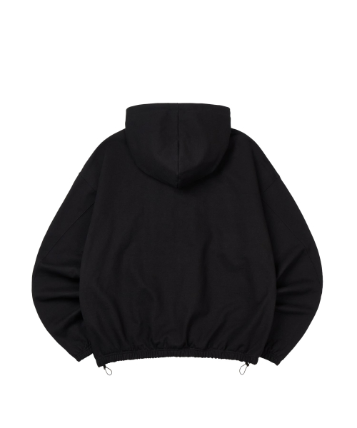 Cross String Hood Zip _ Black