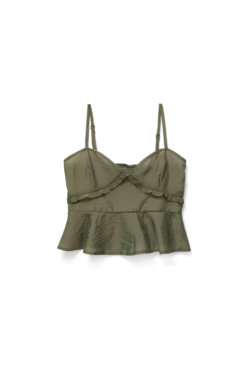 Блузка оганза оливкового цвета_Khaki