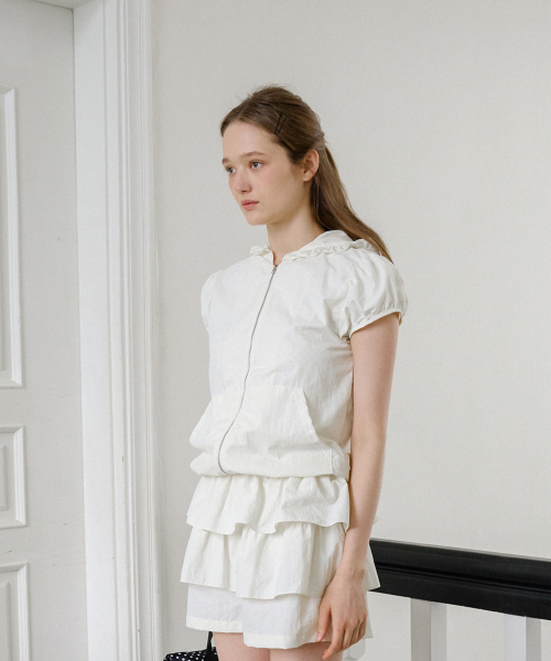 Рюша с капюшоном windbreaker ivory