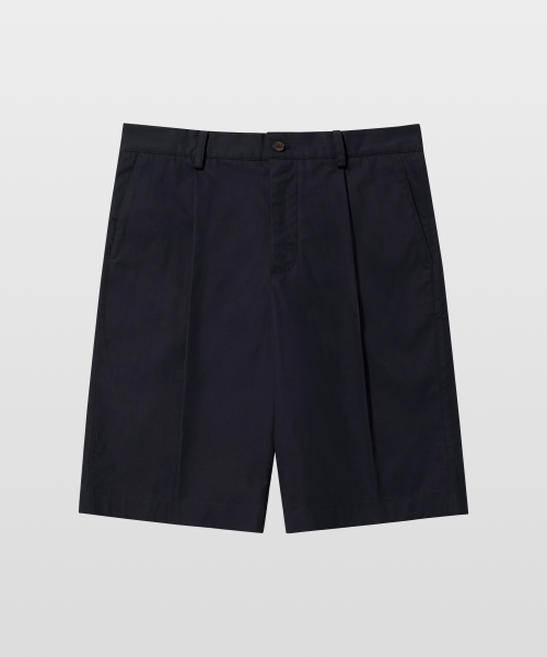 Плотные хлопковые шорты с одной складкой Dark Navy