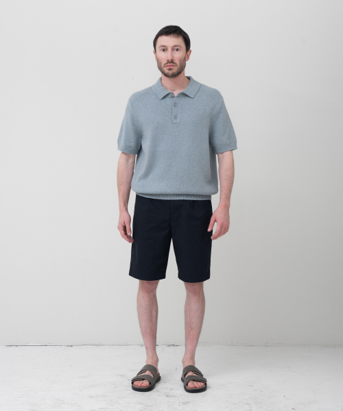 Плотные хлопковые шорты с одной складкой Dark Navy
