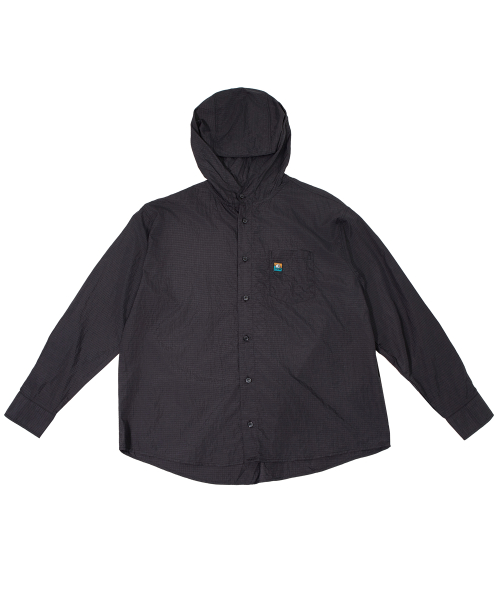 Летнее нейлоновое худи-рубашка рипстоп (Black)