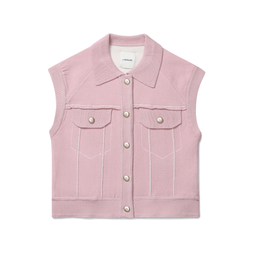 Вязаный жилет под деним [Pink]