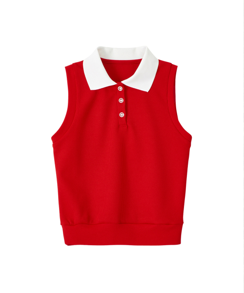 Collar без рукавов top красный