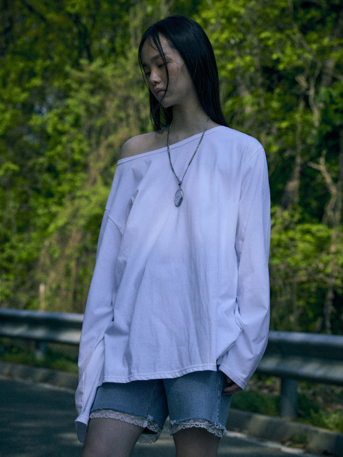Хлопок boat neck футболка - ivory