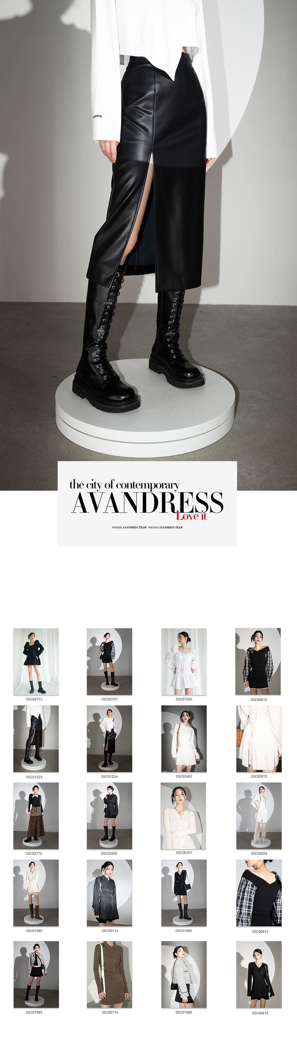 MUSINSA | AVANDRESS Art Leather Slit Skirt - 2COL