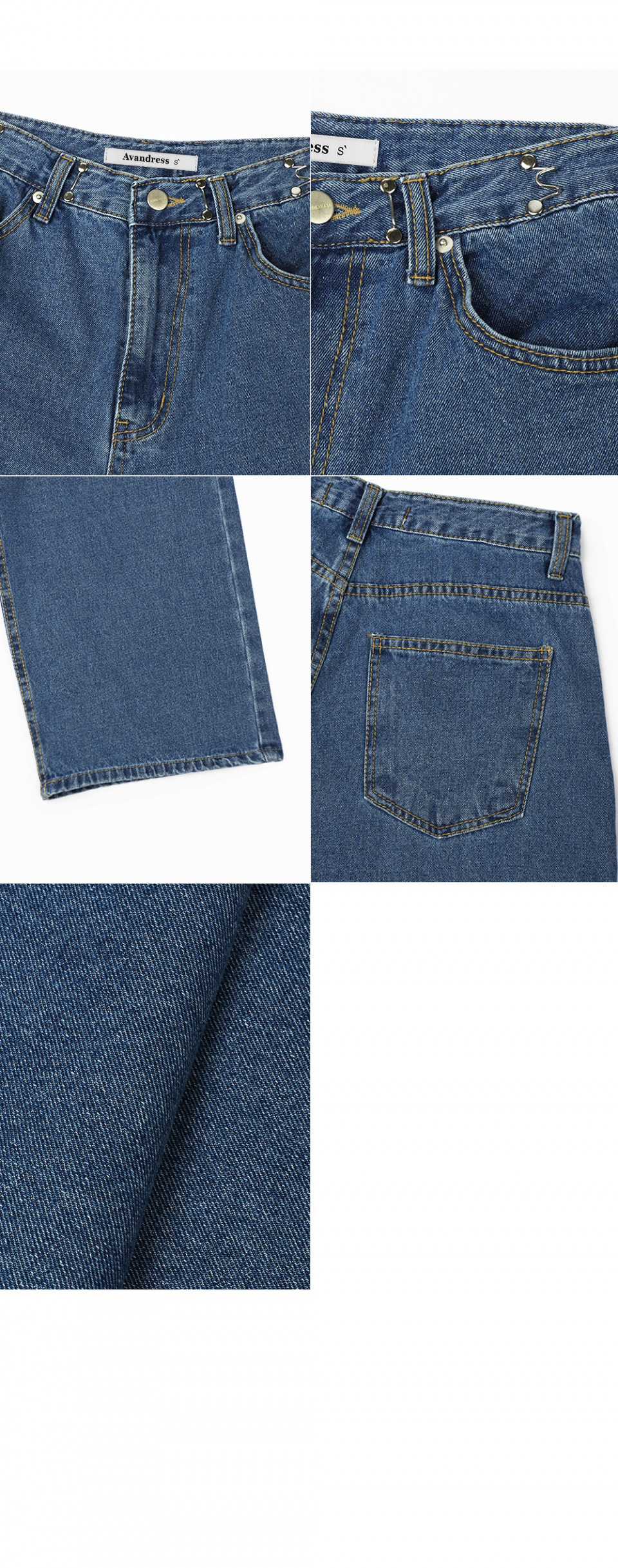 MUSINSA公式 | AVANDRESS BUCKLE WIDE DENIM PANTS MIDDLEBLUE