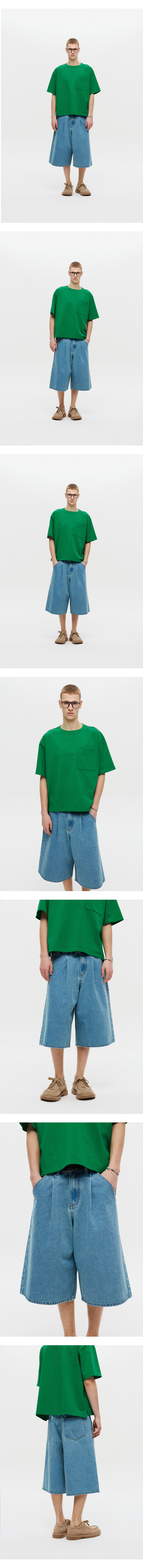 デニム・ジーパン DNSR One-Tuck Bermuda Denim Pants 5SH145 MUSINSA | DNSR One-Tuck Bermuda Denim Pants Blue