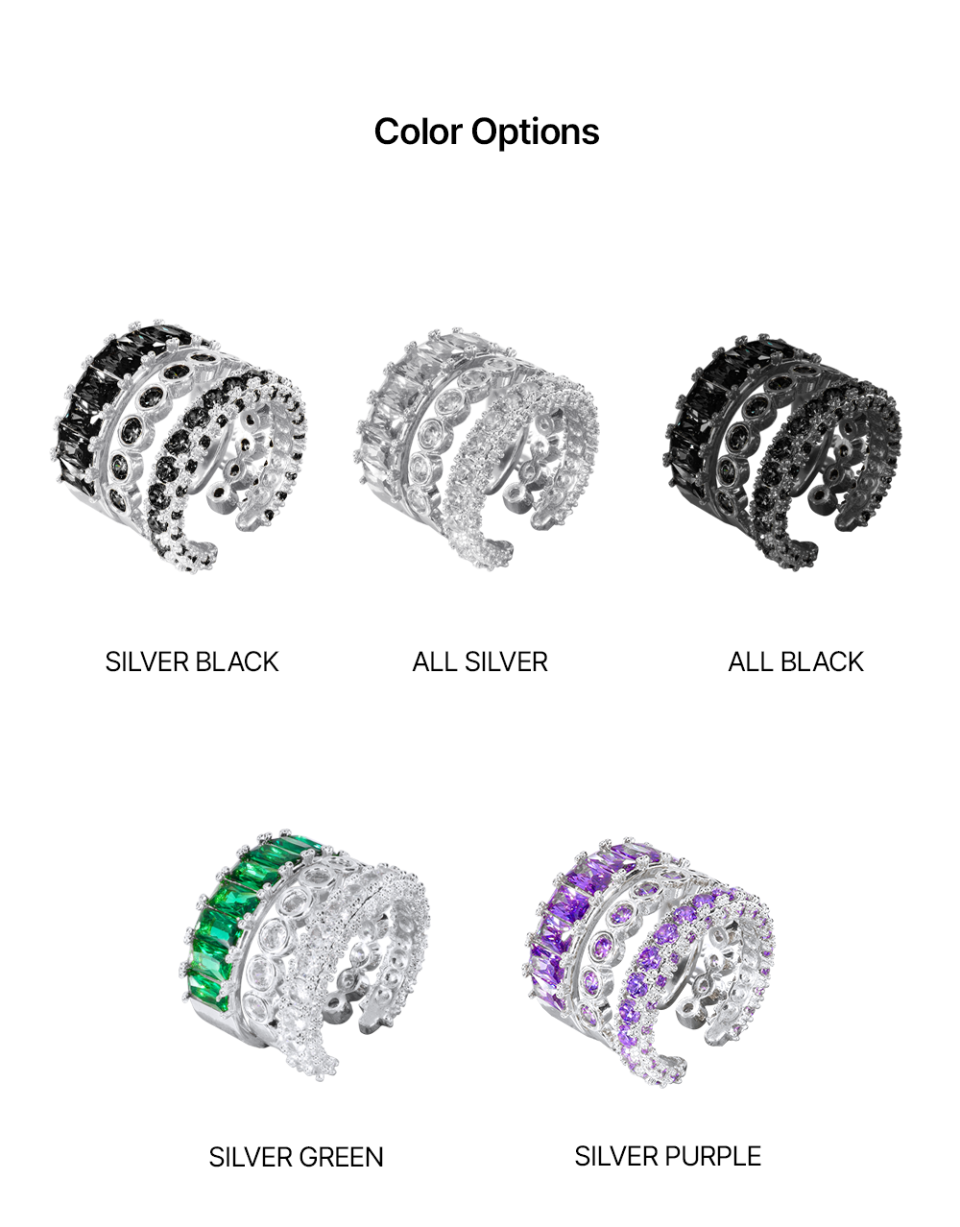MUSINSA | BLACK PURPLE Two Way Open Ring Ear Cuff _ All silver