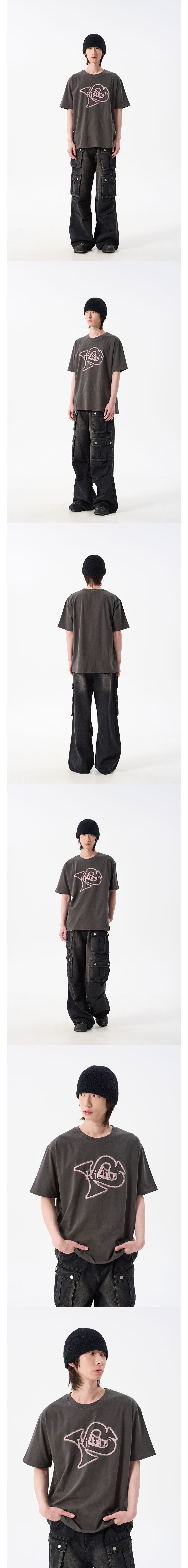 ＊韓国＊［KISHOR］kishor lettering crop T-shirts 3color S,M 키쇼르(KISHOR) Kishor 25ss Slant-Logo T-shirts (4 COLOR