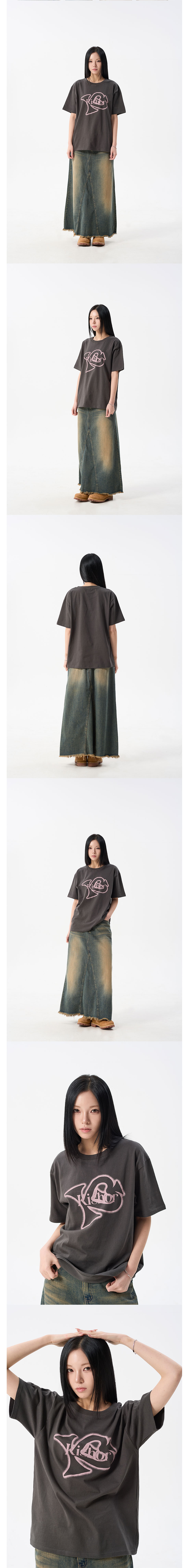 ＊韓国＊［KISHOR］kishor lettering crop T-shirts 3color S,M 키쇼르(KISHOR) Kishor 25ss Slant-Logo T-shirts (4 COLOR