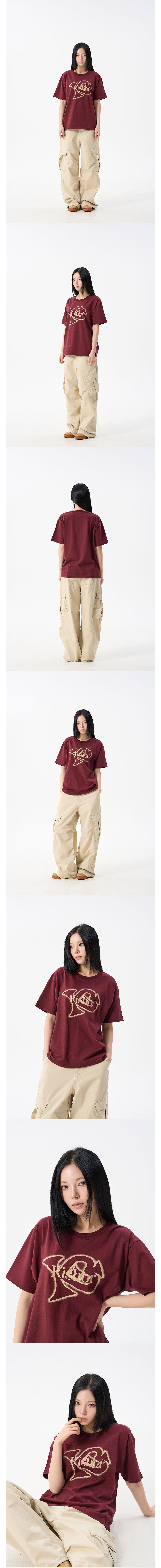 ＊韓国＊［KISHOR］kishor lettering crop T-shirts 3color S,M 키쇼르(KISHOR) Kishor 25ss Slant-Logo T-shirts (4 COLOR
