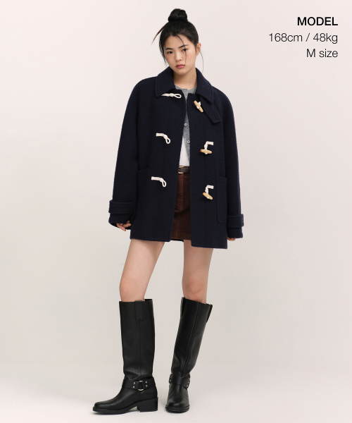 Женский полудафлкот букле из шерсти [Navy]