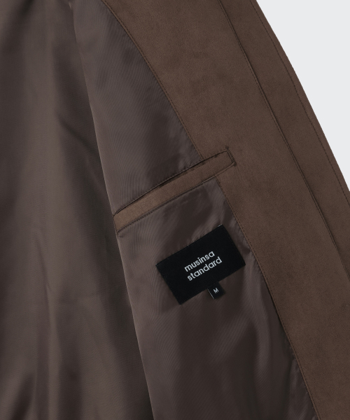 Women's Synthetic Suede High Neck Blouson Jacket [Brown] thumbnail 10