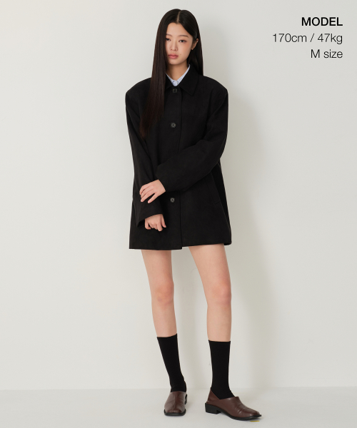 Женское автопальто из искусственной замши (Black)
