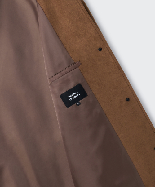Womens Synthetic Suede Car Coat [Light Brown] thumbnail 8