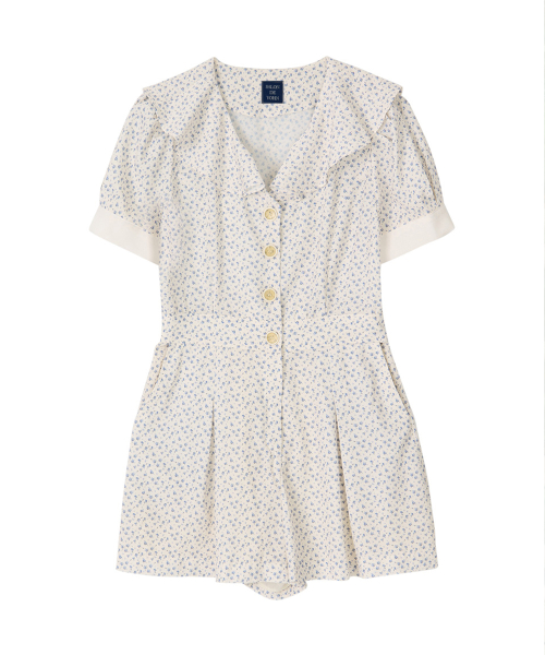 Vintage collar jumpsuit ivory