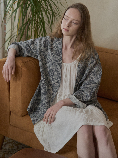 Paisley хлопок robe куртка - тёмно-синий
