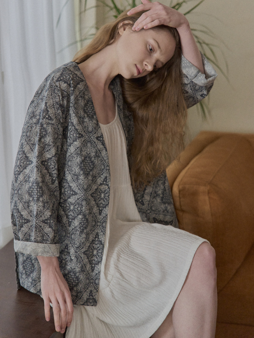 Paisley хлопок robe куртка - тёмно-синий