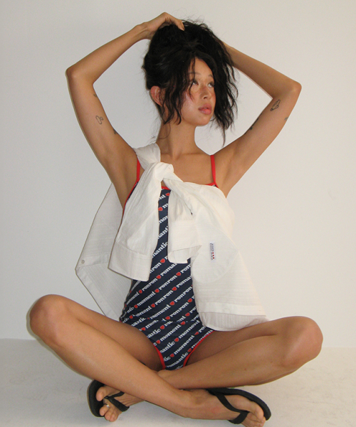 Rrxvv logo lettering monokini тёмно-синий