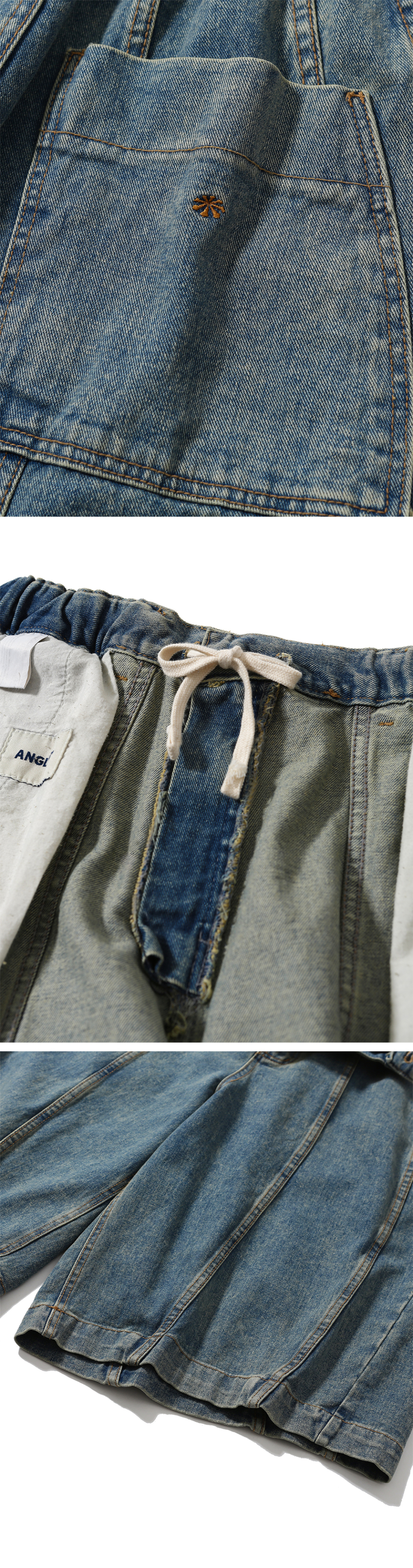 MUSINSA | ANGLAN Balloon Iconic Denim Half Pants - Washsed Blue