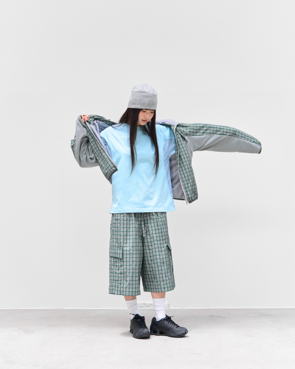 MUSINSA | 9999ARCHIVE Check Nylon Cargo Bermuda Pants