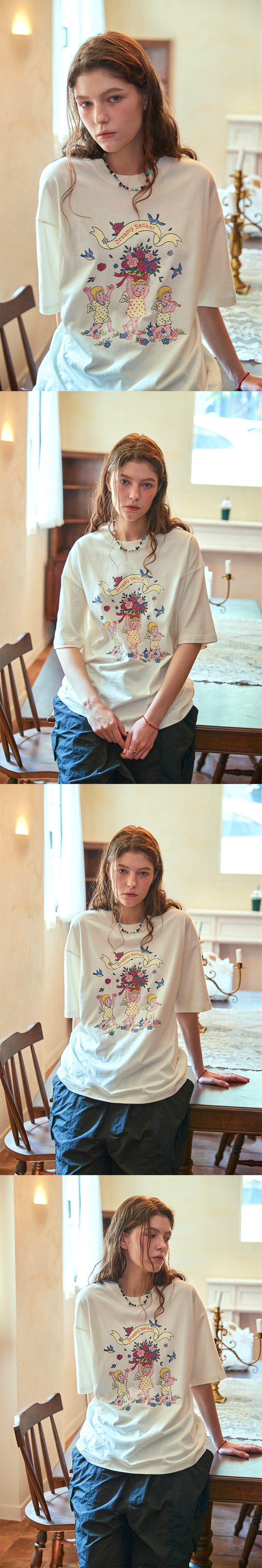 MUSINSA | CPGN STUDIO Basket Angel Short Sleeve T-shirt Cream