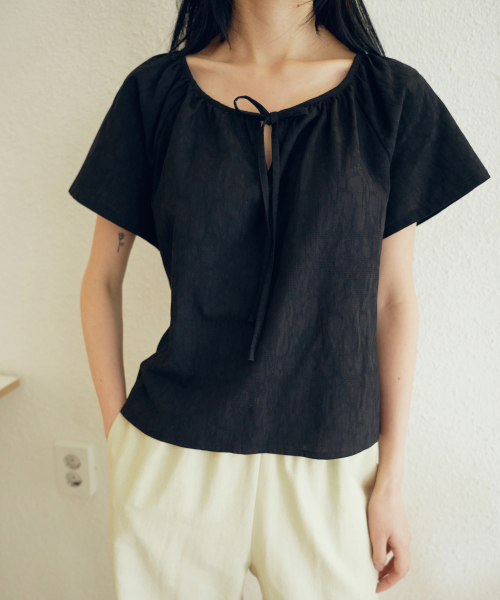 String shirring блузка (чёрный)