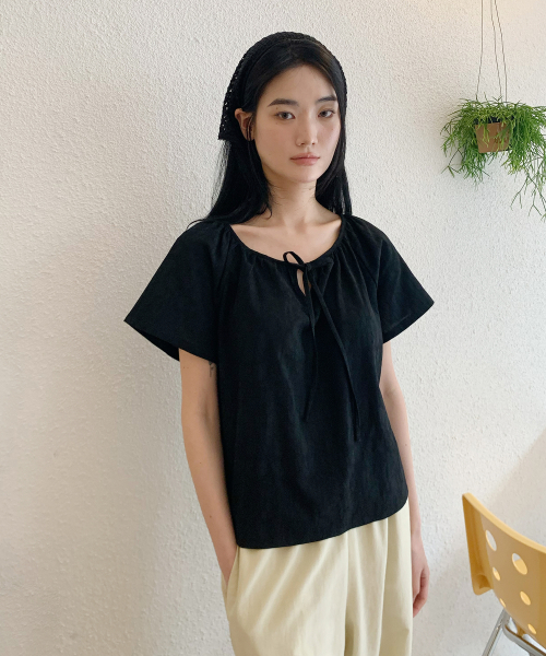 String shirring блузка (чёрный)