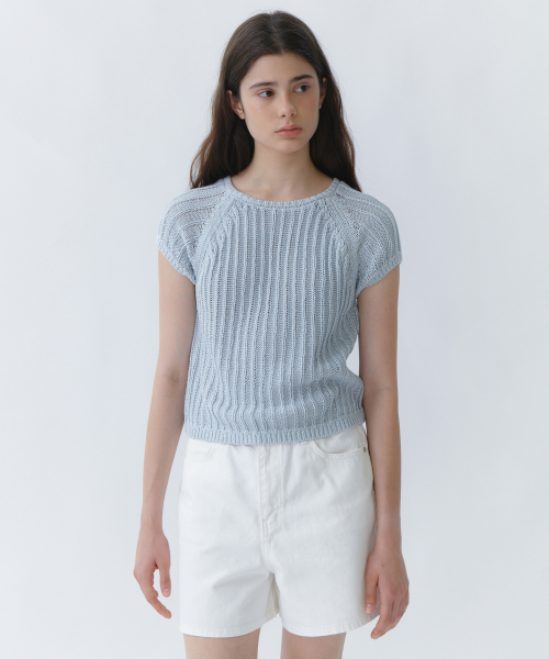 Paper cap sleeve knit