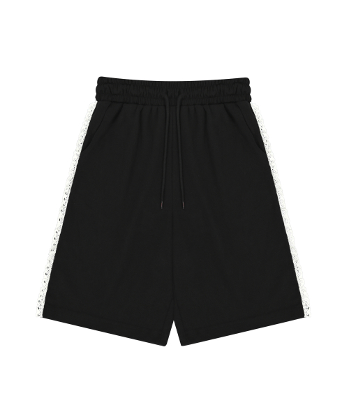 Lace Track Bermuda Shorts Black