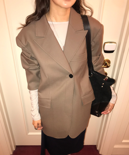 BOYFRIEND DOUBLE BUTTON JACKET_MOCHA