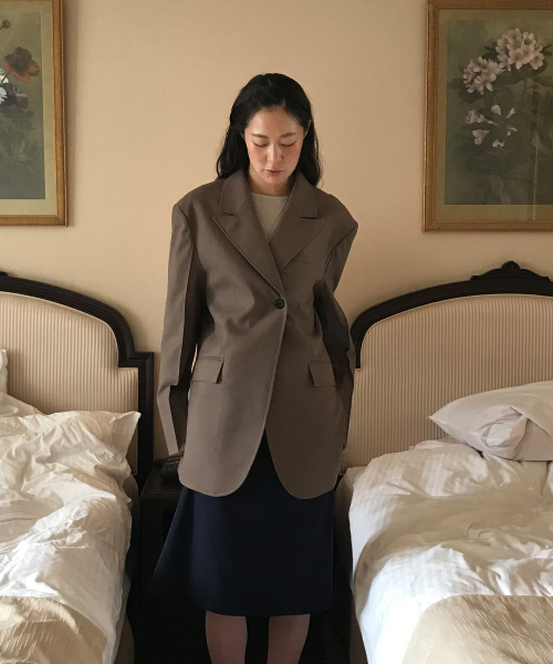 BOYFRIEND DOUBLE BUTTON JACKET_MOCHA
