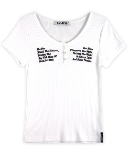 Sun&Moon Lettering Henley- Neck_White