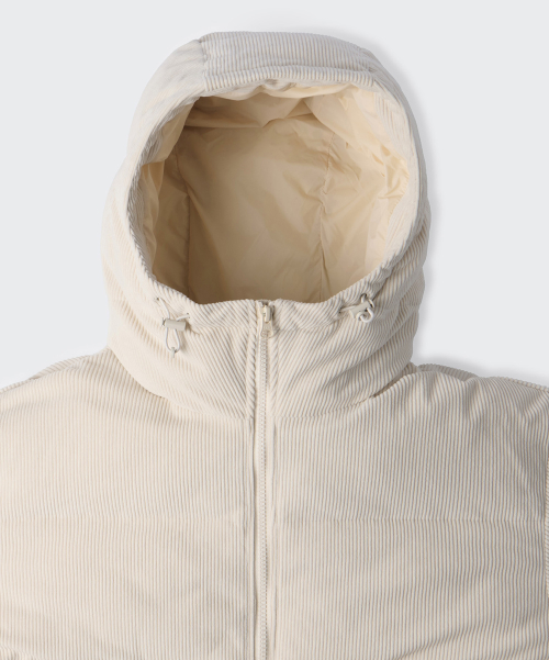 Женский короткий пуховик вельветовый с капюшоном [Cream]