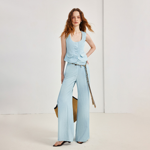 YY_Blue thin straight vest