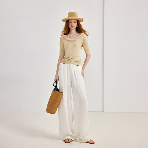 YY_Thin straight wide-leg mop pants_2color