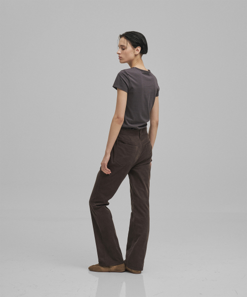 w. Light Corduroy Bootcut Pants (Charcoal Brown)