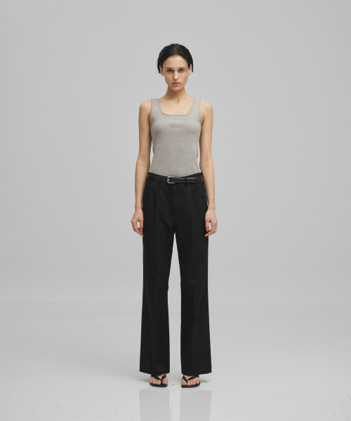 w. Tailored Twill Bootcut Pants (Black)